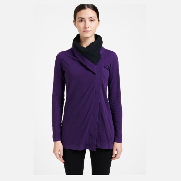 LULULEMON Savasana Wrap Cardigan Sweater Shawl Jacket Coat Purple Black Womens 8 - Picture 1 of 13